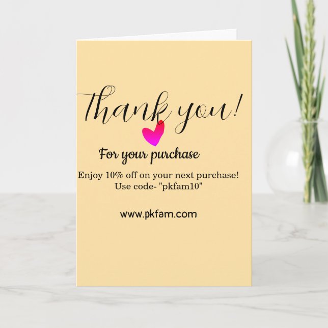 Thank you for purchase pink family business detail card (Front)