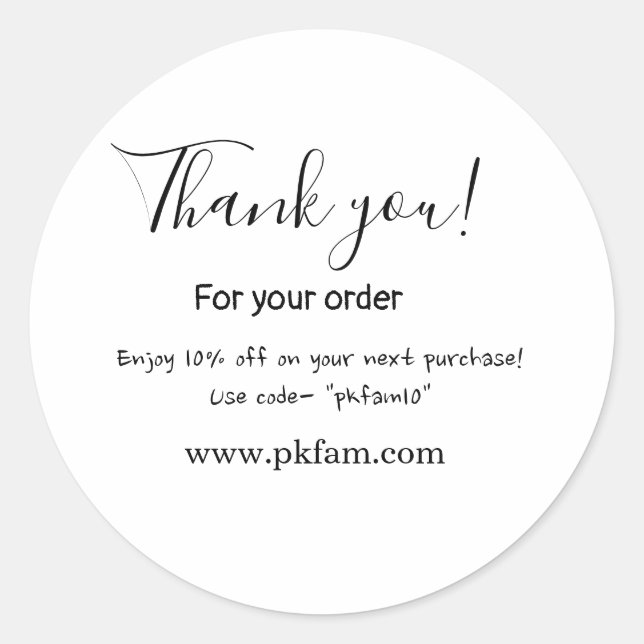 Thank you for purchase pink family business detail classic round sticker (Front)
