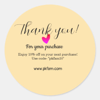 Thank you for purchase pink family business detail classic round sticker