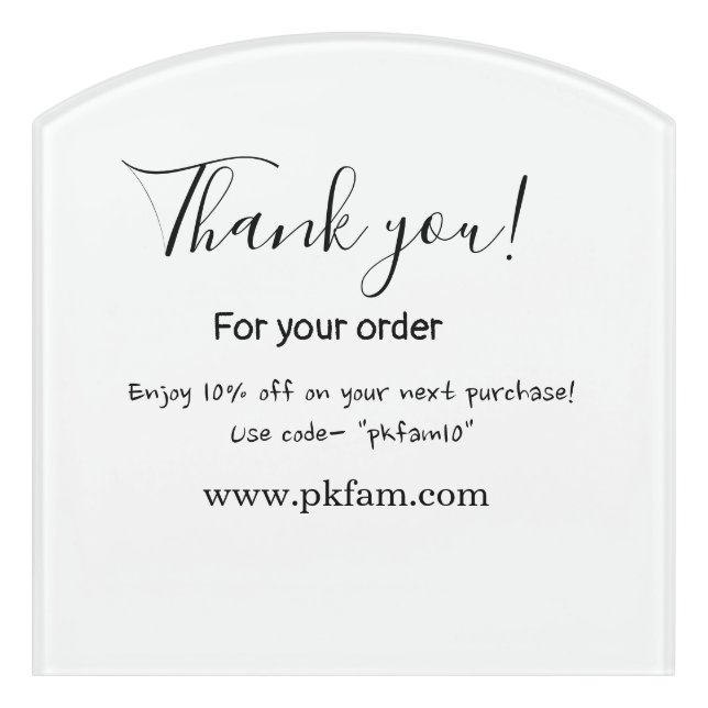Thank you for purchase pink family business detail door sign (Contour Front)