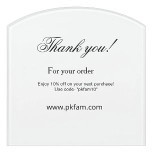 Thank you for purchase pink family business detail door sign