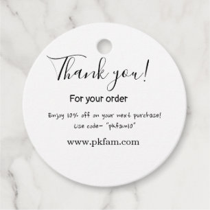 Thank you for purchase pink family business detail favor tags