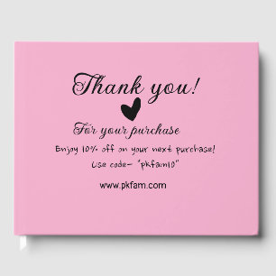 Thank you for purchase pink family business detail foil guest book