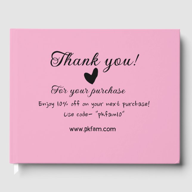Thank you for purchase pink family business detail foil guest book  (Front)