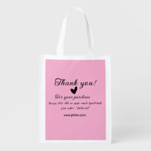 Thank you for purchase pink family business detail grocery bag