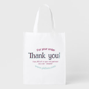 Thank you for purchase pink family business detail grocery bag