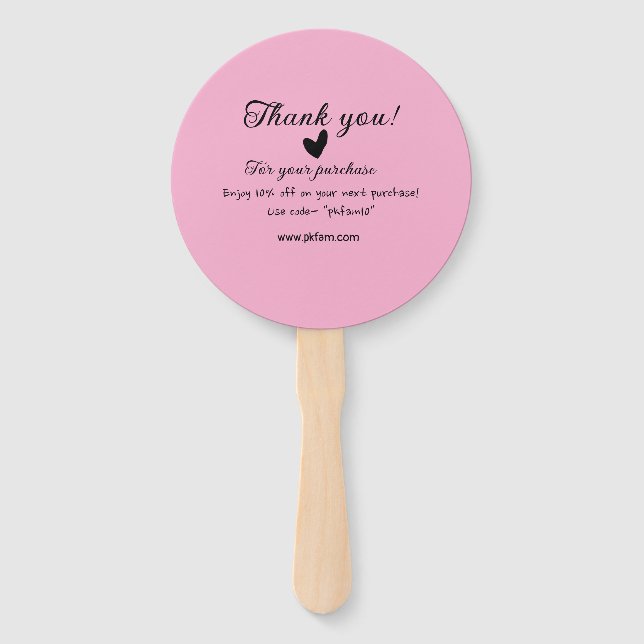 Thank you for purchase pink family business detail hand fan (Front)