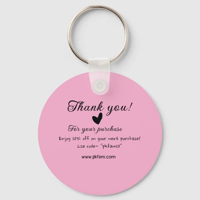 Thank you for purchase pink family business detail keychain (Front)