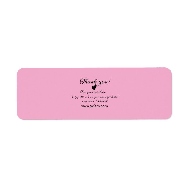 Thank you for purchase pink family business detail label (Front)