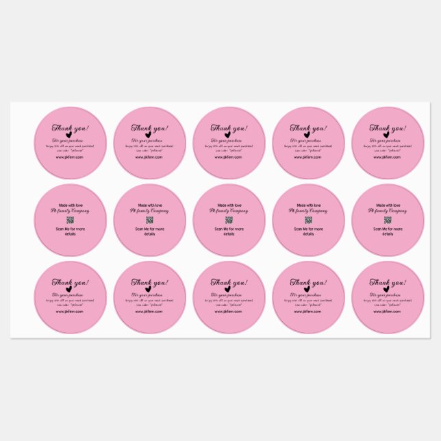Thank you for purchase pink family business detail labels (Sheet)