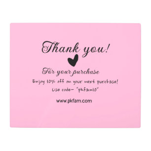 Thank you for purchase pink family business detail metal print
