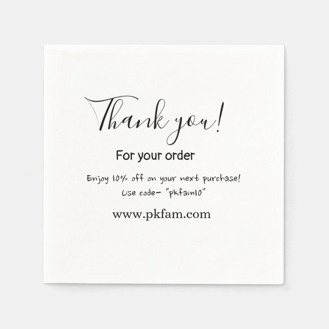 Thank you for purchase pink family business detail napkins (Front)