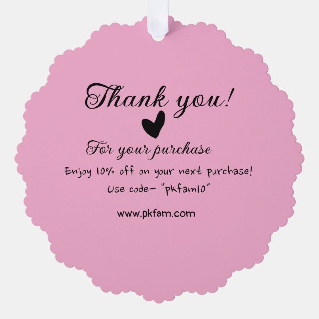 Thank you for purchase pink family business detail ornament card (Front)