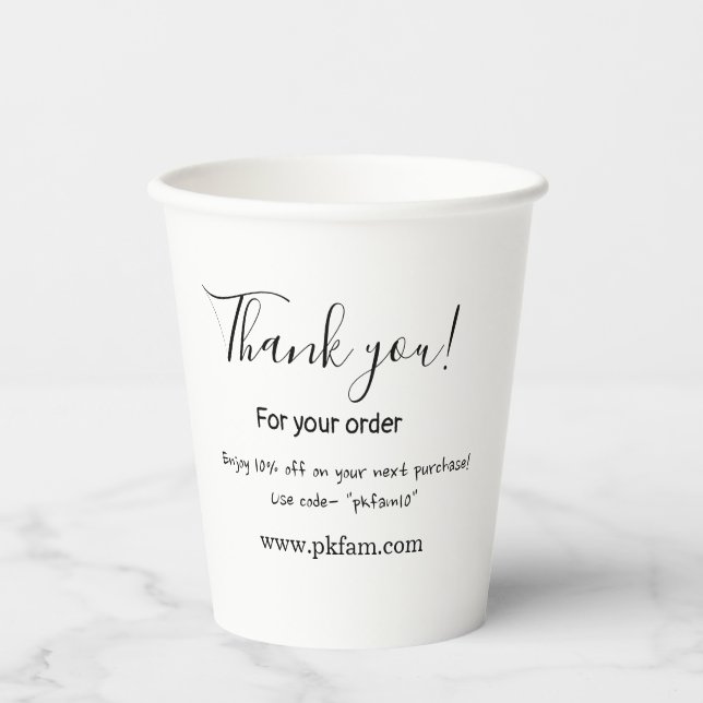 Thank you for purchase pink family business detail paper cups (Front)