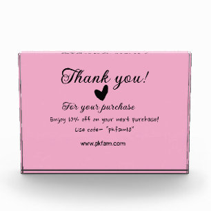Thank you for purchase pink family business detail photo block