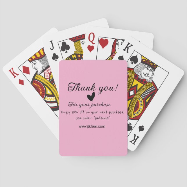 Thank you for purchase pink family business detail poker cards (Back)