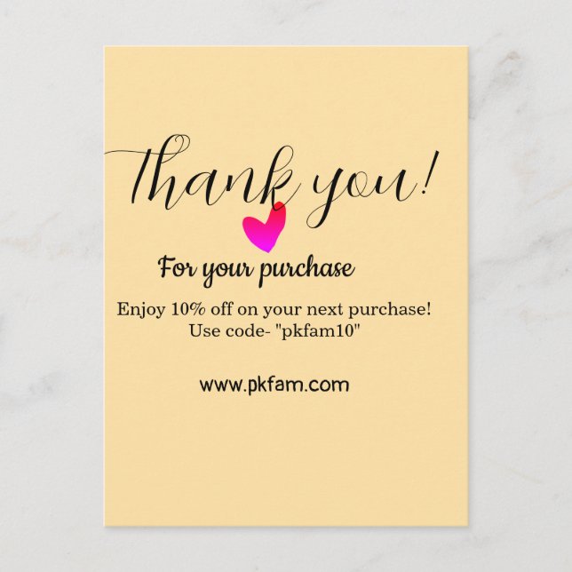 Thank you for purchase pink family business detail postcard (Front)