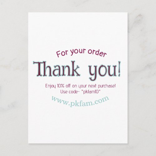 Thank you for purchase pink family business detail postcard