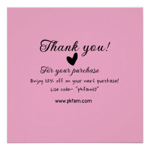 Thank you for purchase pink family business detail poster