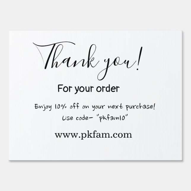 Thank you for purchase pink family business detail sign (Front)