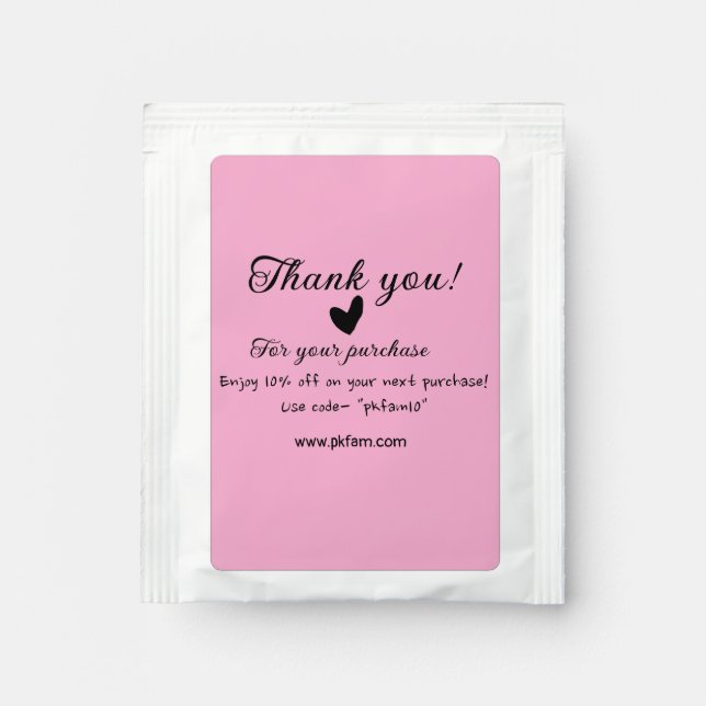 Thank you for purchase pink family business detail tea bag drink mix (Front)