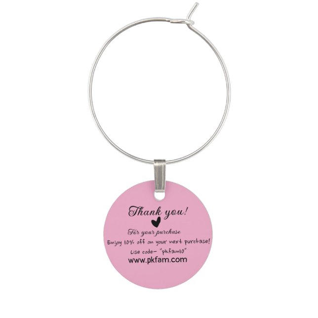 Thank you for purchase pink family business detail wine charm (Front)