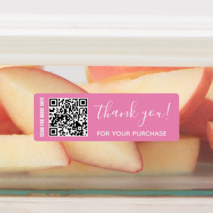 Thank You For Purchase Pink Personalized QR Code Labels