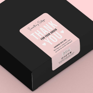 Thank You For Purchase Pink Trendy Logo Shipping Label