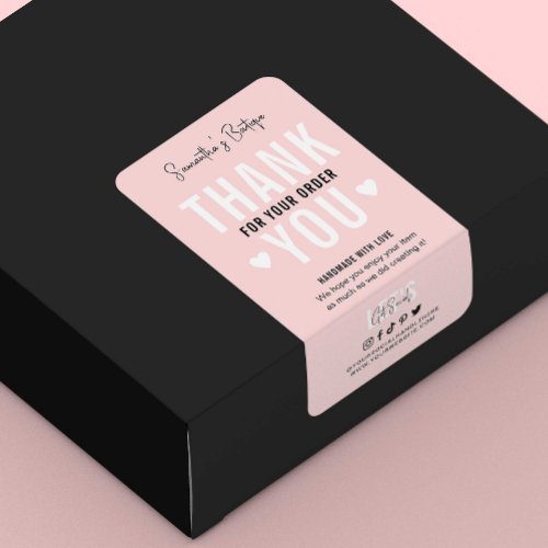 Thank You For Purchase Pink Trendy Logo Shipping Label