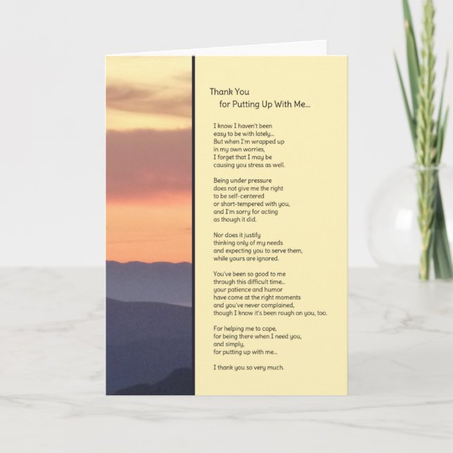 Thank You for Putting Up With Me Card (Front)