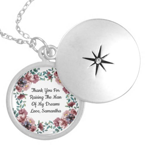 Thank You For Raising The Man Of My Dreams Floral Locket Necklace