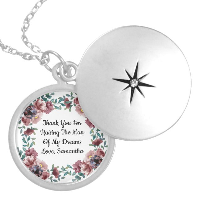 Thank You For Raising The Man Of My Dreams Floral Locket Necklace (Front)