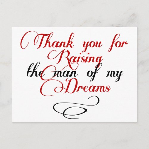 Thank you for raising the man of my dreams postcard