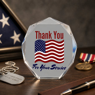 Thank You For Service American Flag Acrylic Award
