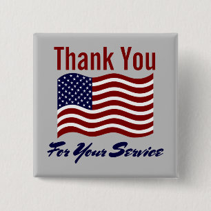 Thank You For Service American Flag Button