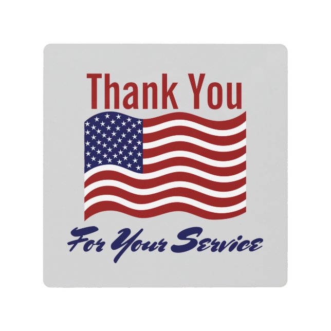 Thank You For Service American Flag Metal Print (Front)
