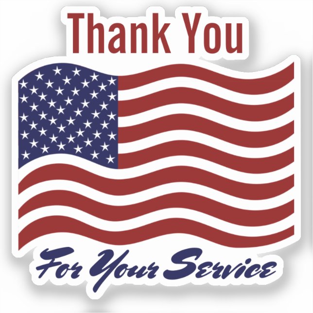 Thank You For Service American Flag Veteran's Sticker (Front)