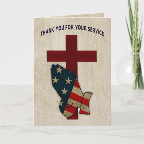 Thank You For Service Military, Praying Hands/Flag
