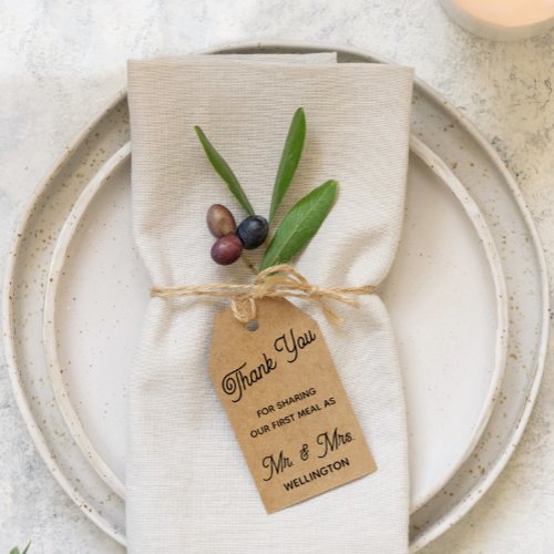 Thank You for Sharing Our first Meal Wedding Gift Tags