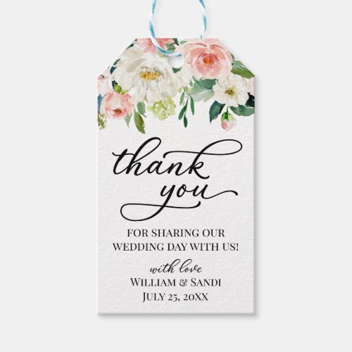 Thank you for sharing our wedding day with us gift tags