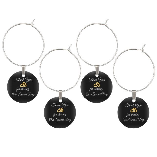 Thank You for sharing Our Wedding Wine Glass Charm (Staggered)