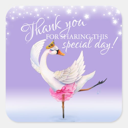 Thank you for sharing this day ballet swan purple square sticker