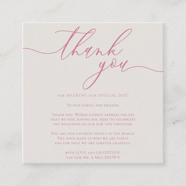 Thank you for sharing wedding day enclosure card