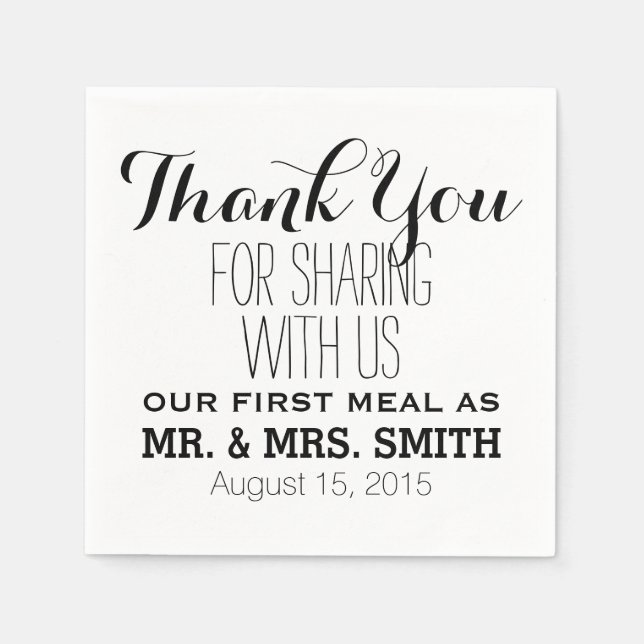 Thank you for sharing with us first meal wedding paper napkins (Front)