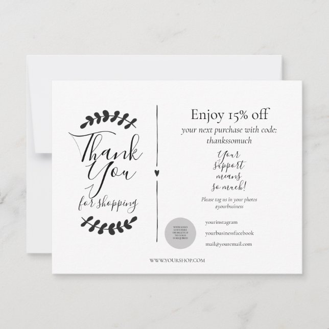 Thank You For Shopping Discount Card (Front)