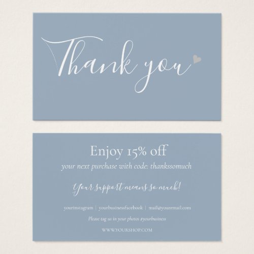Thank You For Shopping Dusty Blue Discount Card