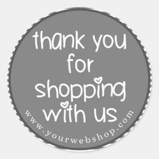 Thank You for Shopping - Grey Striped Web Business Classic Round Sticker