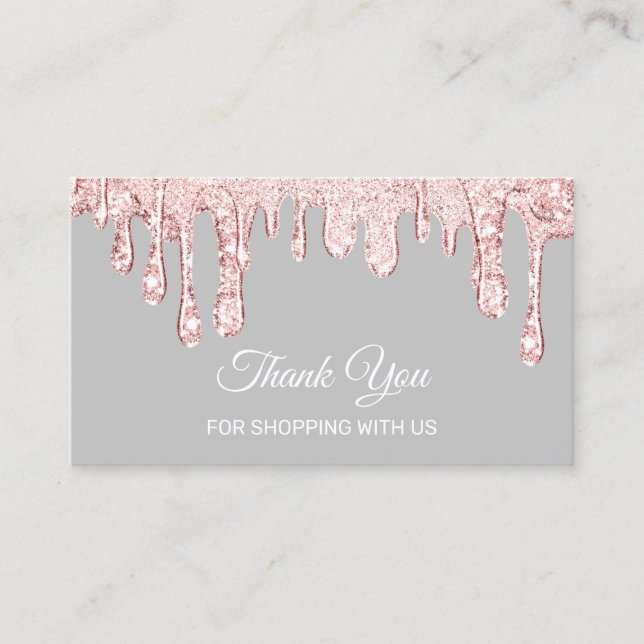 Thank You For Shopping Makeup Nails Drips Rose Business Card (Front)