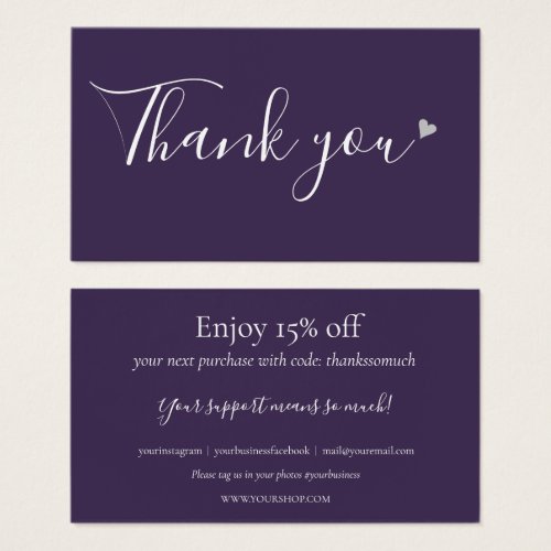 Thank You For Shopping Purple Discount Card