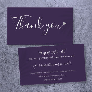 Thank You For Shopping Purple Discount Card